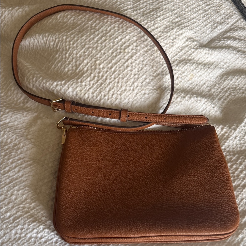kate spade Brown Pebbled Leather Crossbody with Gold Logo - Picture 3 of 3